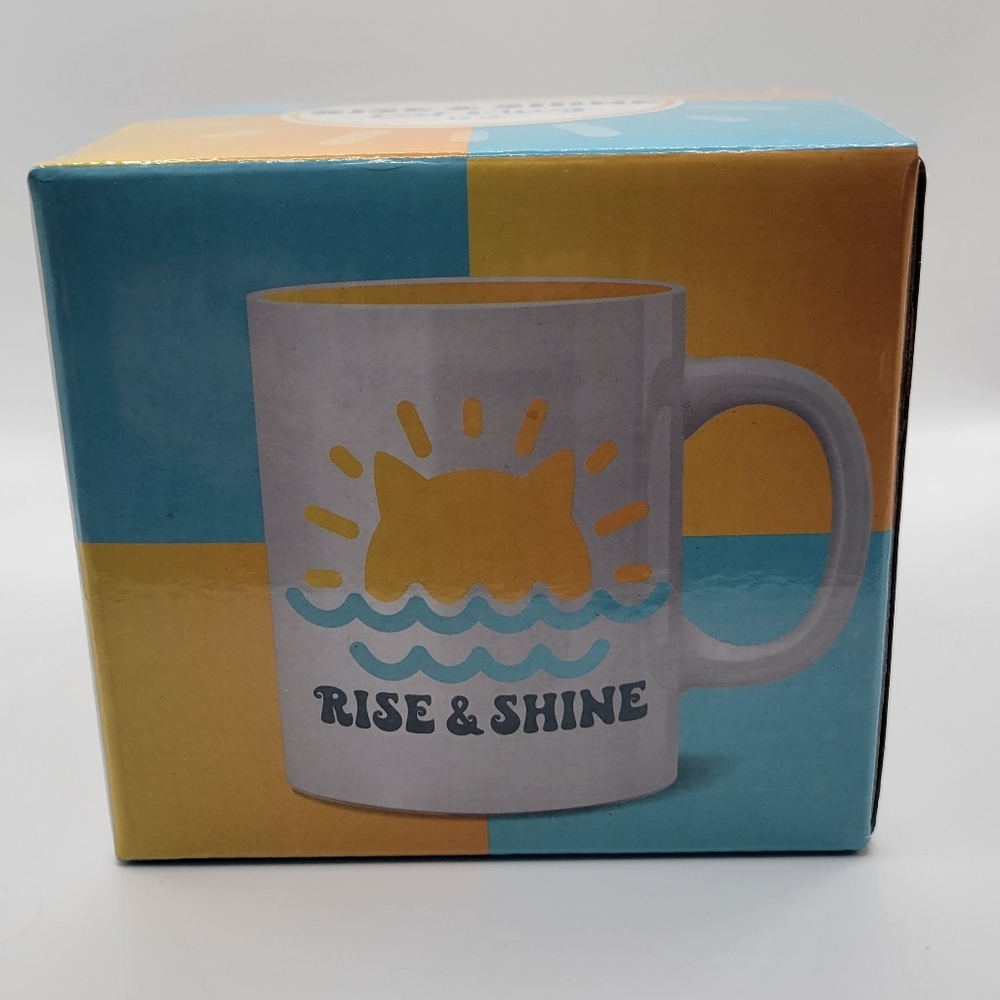 Cat Box Rise and Shine Morning Coffee Mug 12oz Cat Lover Gift NWT